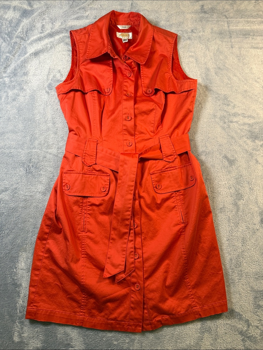 Talbots Bright coral Sleeveless Utility Safari Dress with Belt